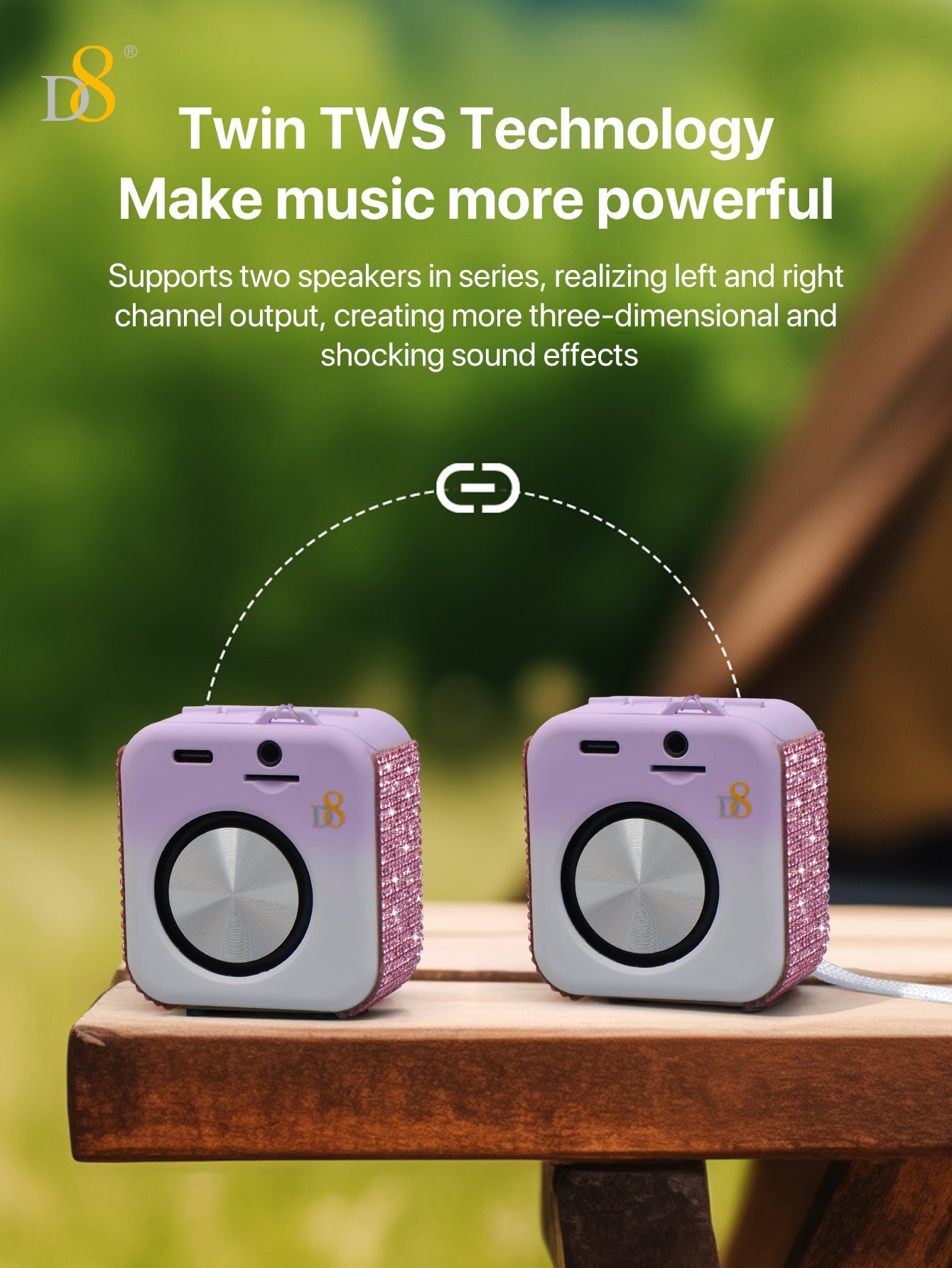 D8 Portable Bluetooth Speaker with  , 10-Hour Playtime, Wireless Stereo Pairing, 5W Stereo Sound, Enhanced Bass, Built in Mic for Sports,Bluetooth 5,  Electronics for Home, Outdoors, Travel or Home,Outdoors,Hiking, Camping，Birthday Gift
