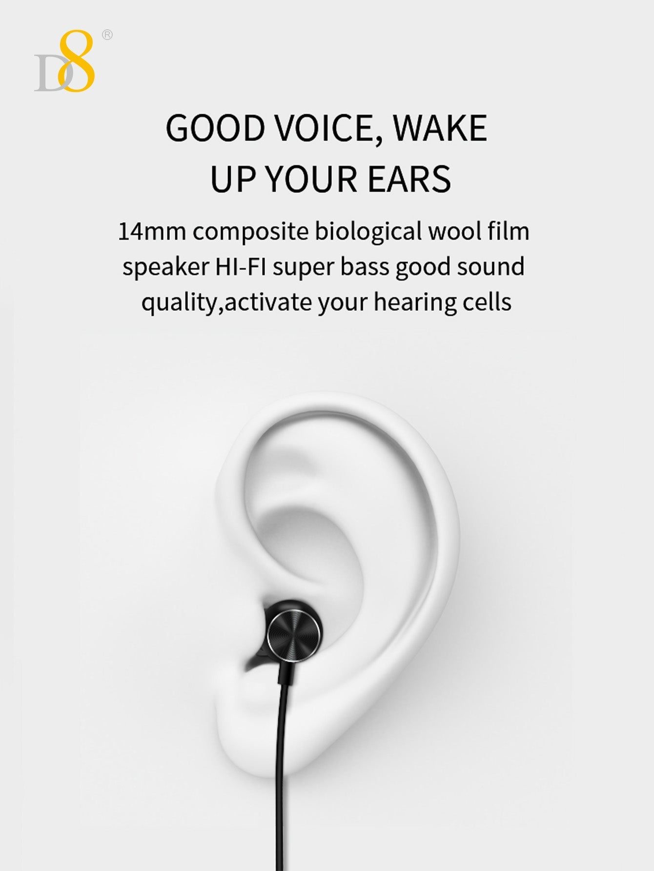 D8 Around The Neck Headphones ，100 Hours Extra Long Playback with Microphone Headset, Balanced Armature Drivers Stereo in Ear Wireless Headphones, Waterproof Workout Magnetic Neckband Earphone D8 Wireless Headphones Around Neck with Mic  Long Battery Life